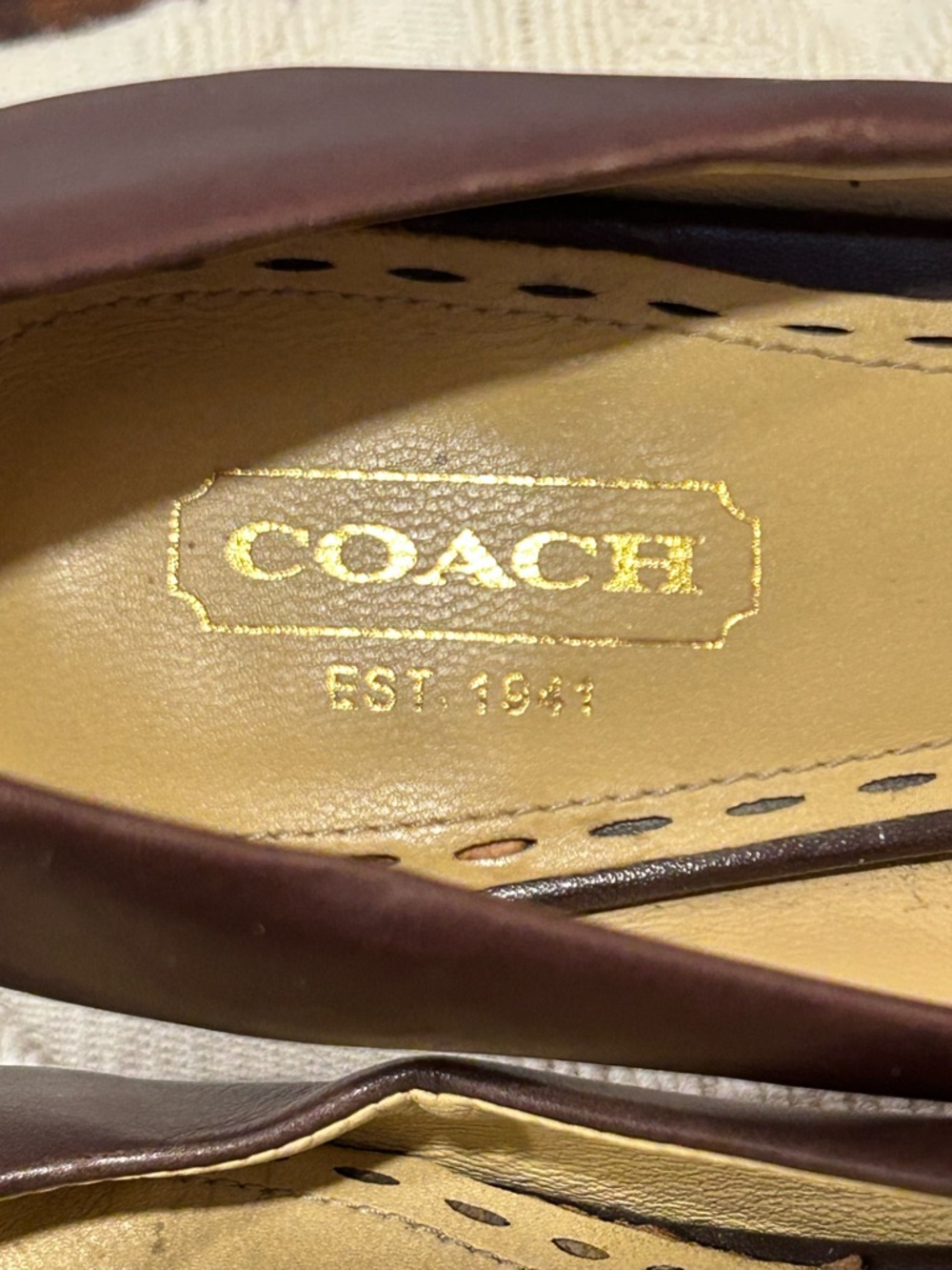 Coach Dark Brown Maroon Leather Round Toe Pumps, 7.5 2.5” heel - Picture 2 of 10